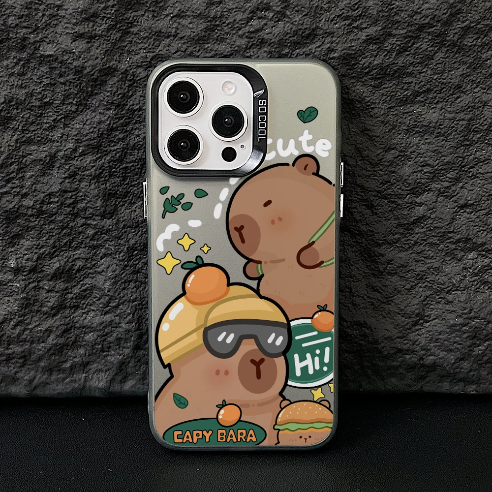 Charming Capybara Cartoon Phone Case - Silver Hard Cover