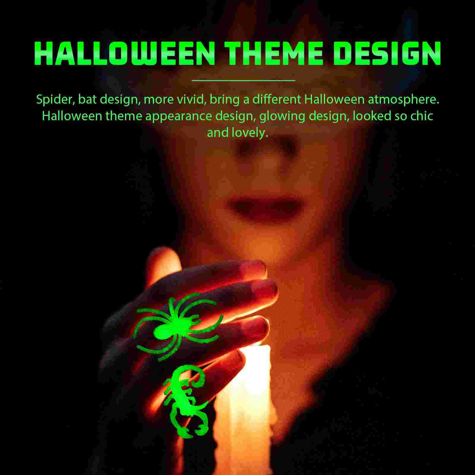 24 Pcs Accessories Prom Luminous Insect Ring Child Childrens Toys Colorful Rings Halloween Party Plastic Light up Glow