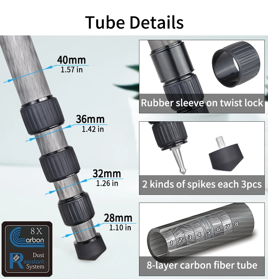 NT404C Professional Heavy Carbon Fiber Camera Tripod Super Stable Top Bird Watch