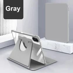 Sleek 360° Rotating Acrylic Tablet Case with Pen Slot for Redmi Pad SE 8.7 4G (GRAY)