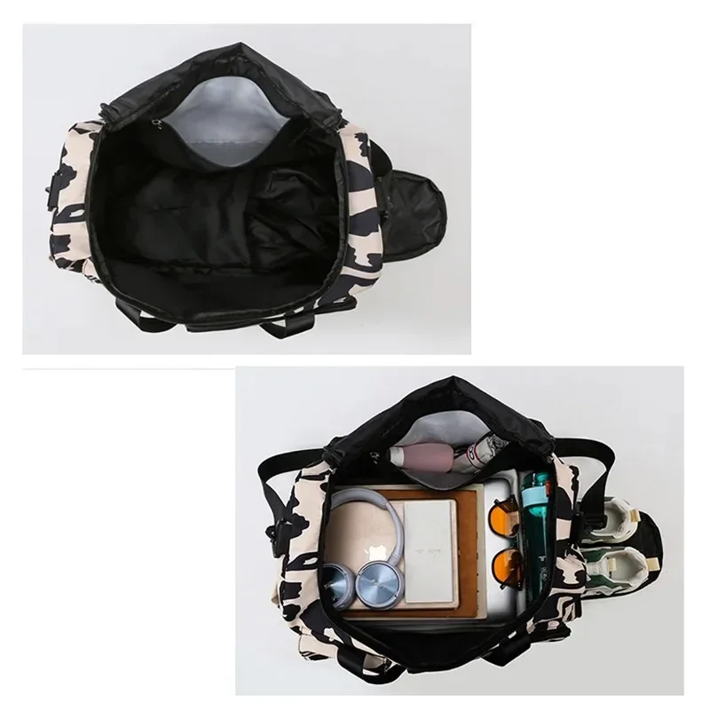 Large Capacity Leopard Print Sports Bag for Women Waterproof Yoga Swimming Gym Handbag Fashion Travel Tote Men Luggage Handbags