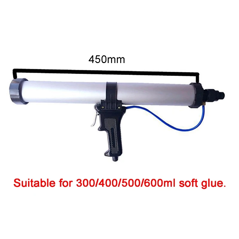 600ML 15 inch Pneumatic Caulking Gun Cement Glass Adhesive Glue Silicone Sealant Air Gun Machine for 300 400 500 600ml Soft Glue