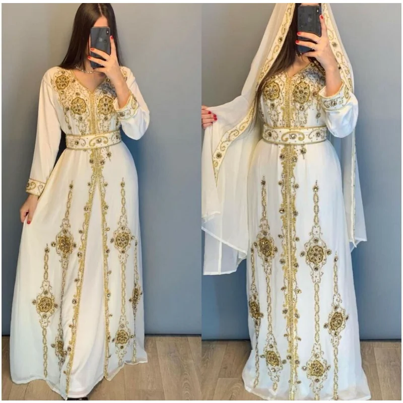 Dubai Hand Embellished Long Sleeve Couture Dress