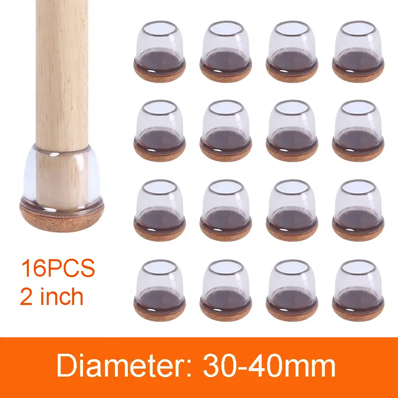 16PCS Transparent Table Chair Leg Protectors Caps Round Square for Furniture Foot Legs Cover Floor Protector with Felt Bottom - Image 19