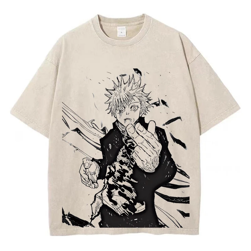 

Retro Anime Graphic Tees for Men Women Summer Comfy Cotton T-shirt Tops Casual Loose Fit Drop Shoulder Tshirt Streetwear