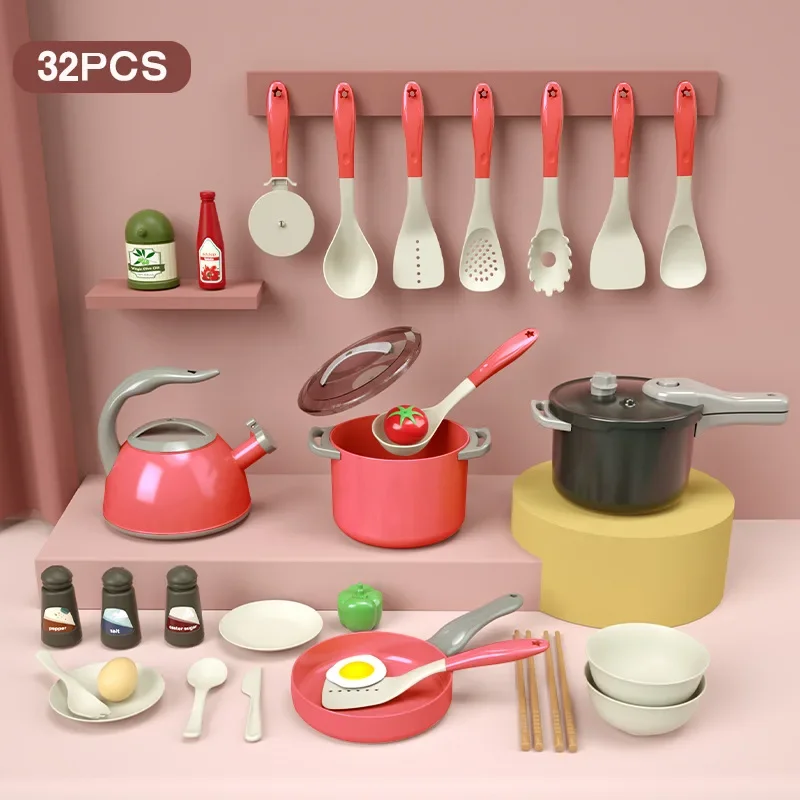 Kids Play Kitchen Set, Pretend Play Cooking Toys Set, Kitchen Toys Playset For Toddlers, Toy Pots And Pans For Kids Kitchen