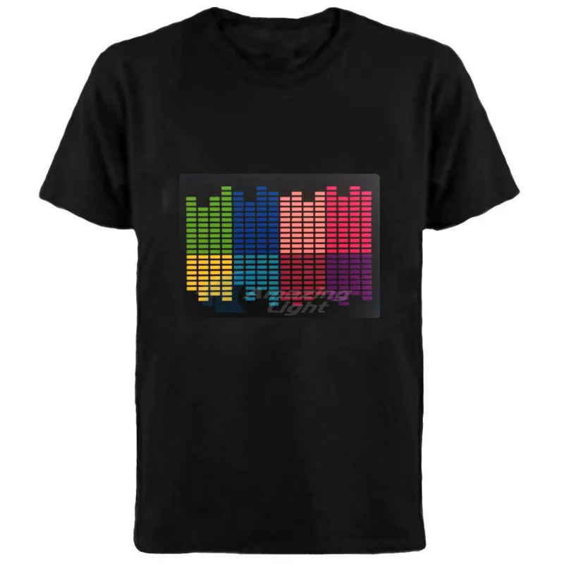 

Party Flashing Multi Color Lattice Light Up El Panel Music Sound Activated Flashing El Panel T-shirt