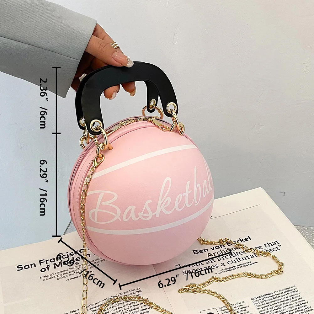 Women Basketball Football Shoulder Bags Chain Casual Leather
