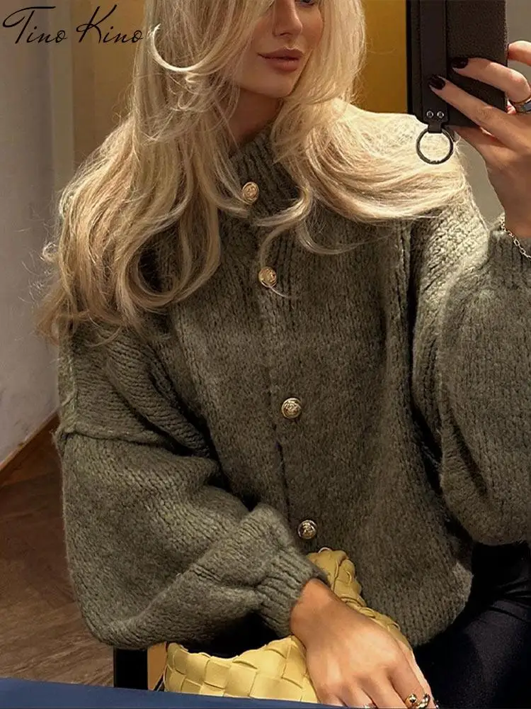 여성용 캐주얼 가디건, 루즈한 싱글 브레스티드 O-넥 스웨터, 오피스 여성용 올매치 탑 코트, 2024 용수철 패션