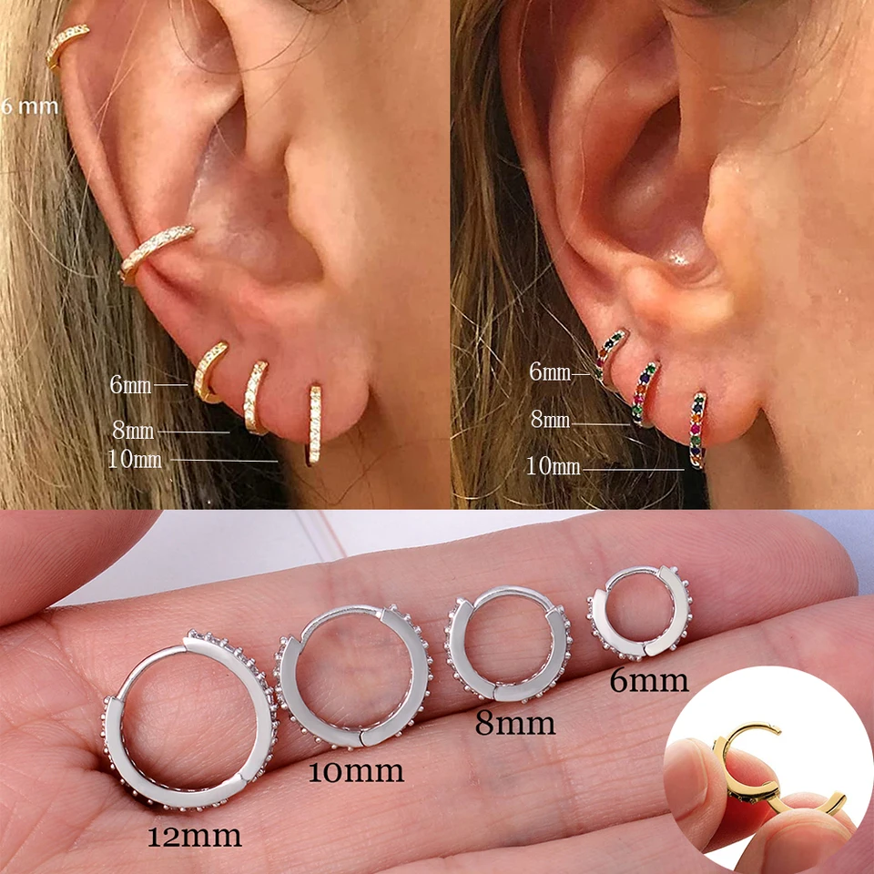2 Unid/set De Pendientes De Aro Pequeños De Acero Inoxidable Para Mujeres Y Hombres, Color Dorado, Círculo Negro, Anillo De Oreja Grueso, Pendientes Huggie, Piercing De Aro Tan Jianjun Unisex
