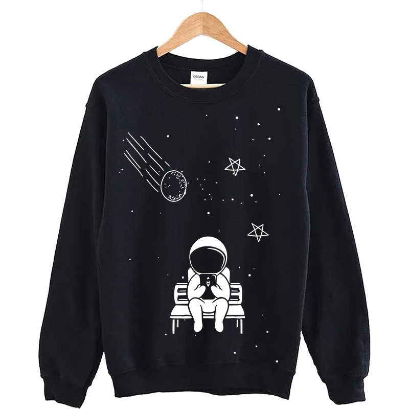 

Autumn and Winter Men's Classic Casual Pullover Sweatshirt Starry Dream Print O Collar Pullover Thick Loose Hoodie Long Sleeves