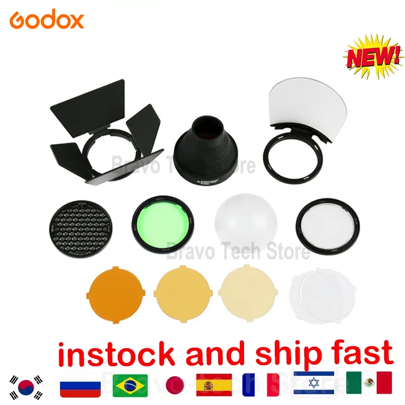 Godox AK-R1 S-R1, porta fienile, Snoot, filtro colore, riflettore, nido  d'ape, kit sfera diffusore per testa Flash Godox AD200 H200R V1 - AliExpress