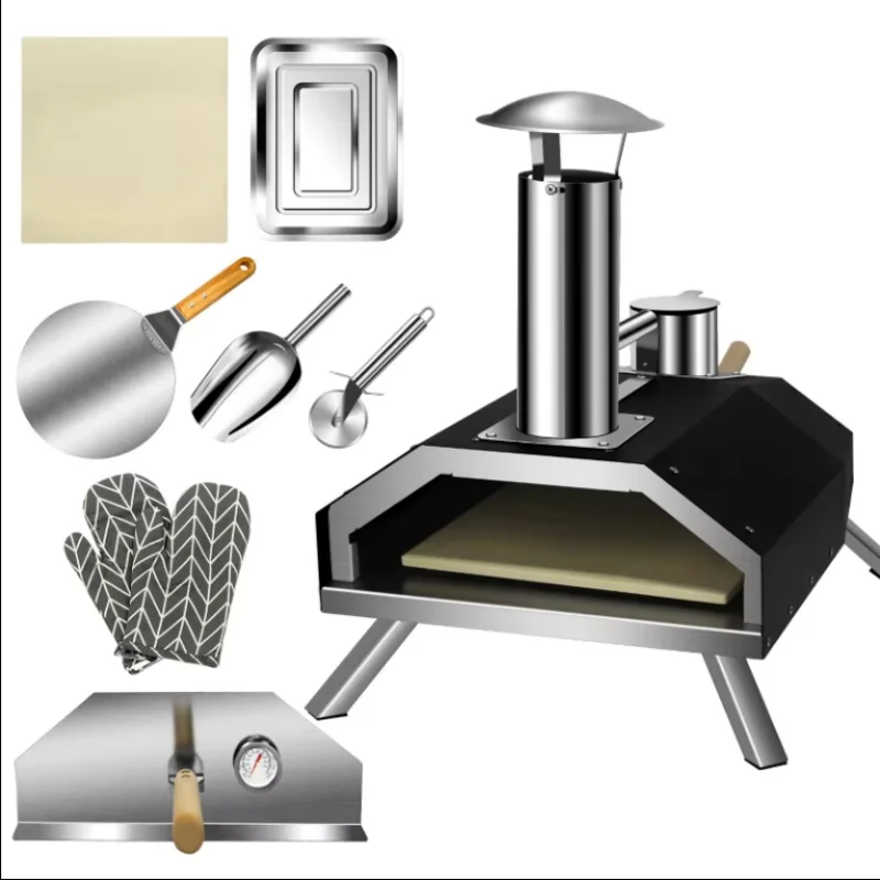 Portable Pizza Oven Wood Fired Food Grade Stainless Steel for Outdoor BBQ Picnics Baking Pizza Bread Shrimp Sausag equipment 5