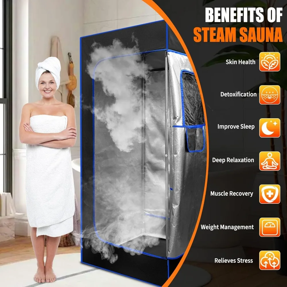 Portable Steam Sauna Box, Personal Home Spa Room, Sauna Sweat Tent for Boost Health and Recovery, with 3L & 1500W Steamer 3