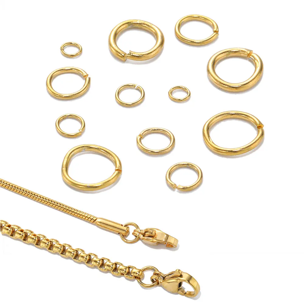 100PcsStainlessSteel34568MMGoldColorJumpRingsSplitRings