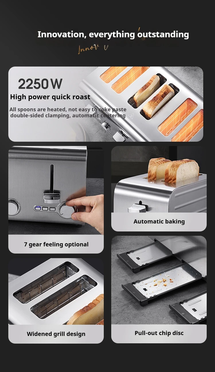 Description Picture 6 of itemFully automatic toaster toaster commercial hotel 4 slices 6 slices heated toast toast machine home