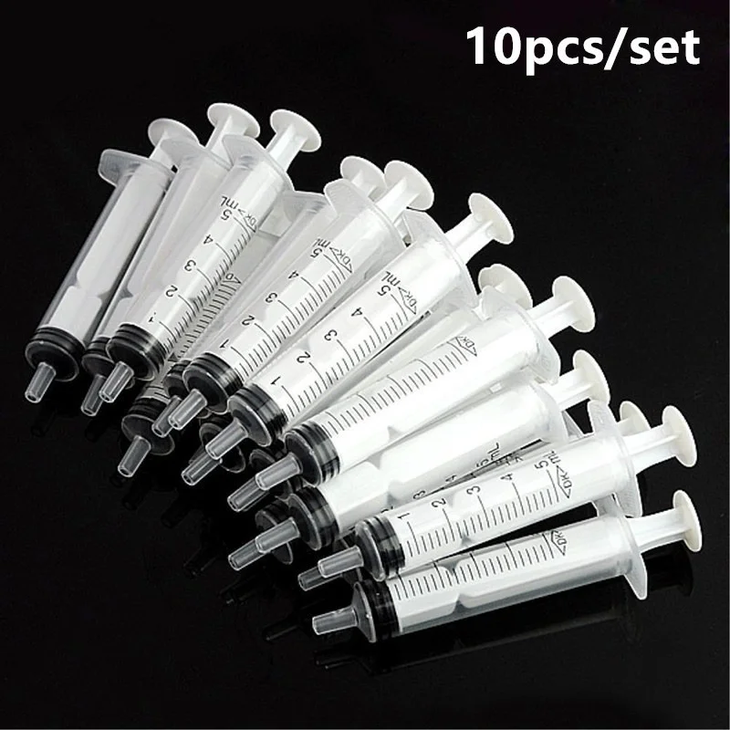 Disposable Plastic Syringe 10x Disposable Plastic 5ml Injector Syringe No Needle for Lab Nutrient Measuring Small Pet Food Feeder