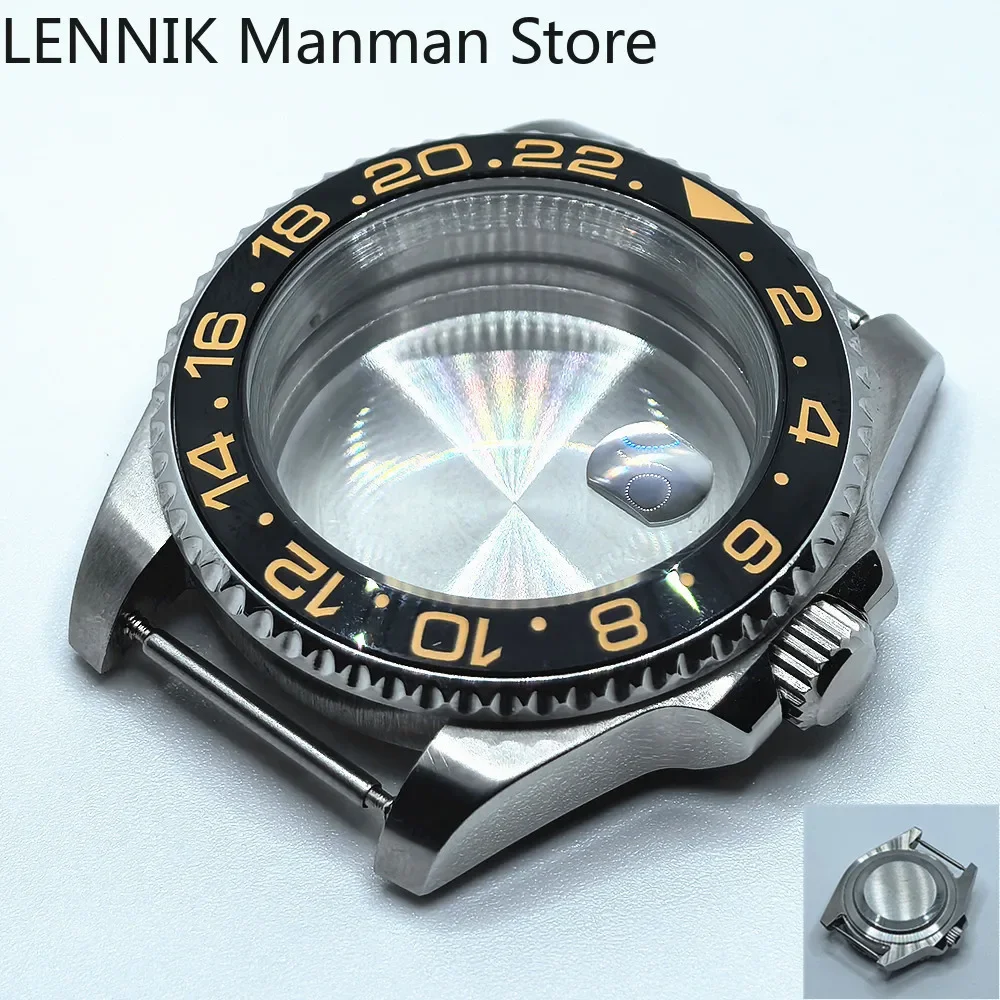 40mm Black PVD Watch Case with Transparent Back Glass