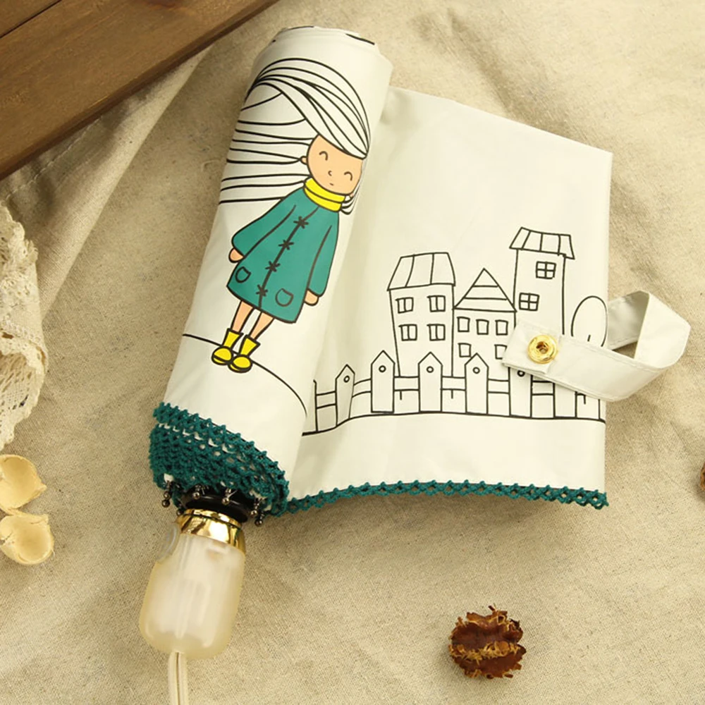 OLYCAT Automatic Umbrella Rain Women Brand Cartoon Print Sunscreen Folding Umbrellas Windproof Anti UV Parasol 5 Styles Paraguas