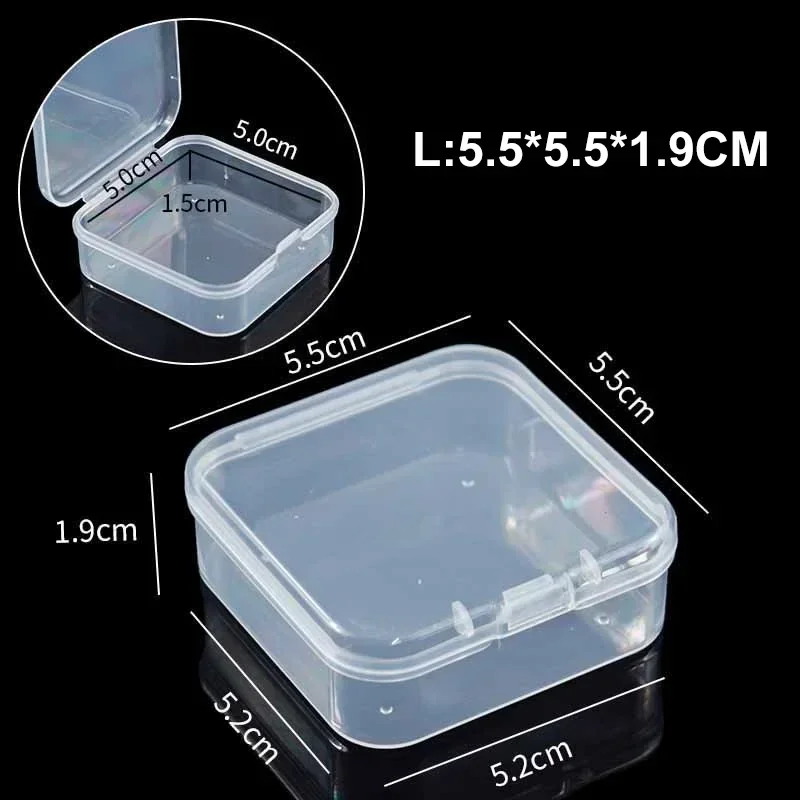 Mini Storage Box Transparent Square Plastic Box Earrings Jewelry Packaging Storage Small Square Jewelry Organizer 60/100PCS
