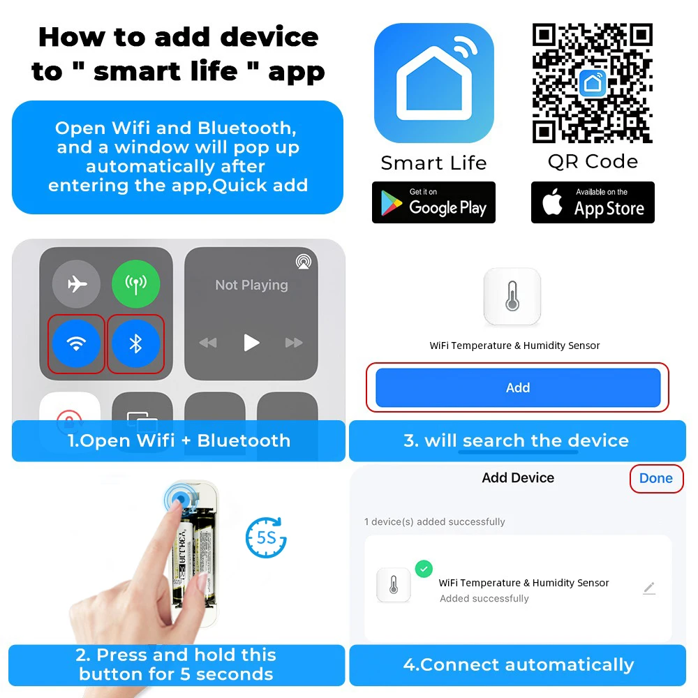 Tuya Smart WIFI APP Control Home Temperature And Humidity Sensor Indoor Hygrometer Thermometer Support Alexa Google Assistant