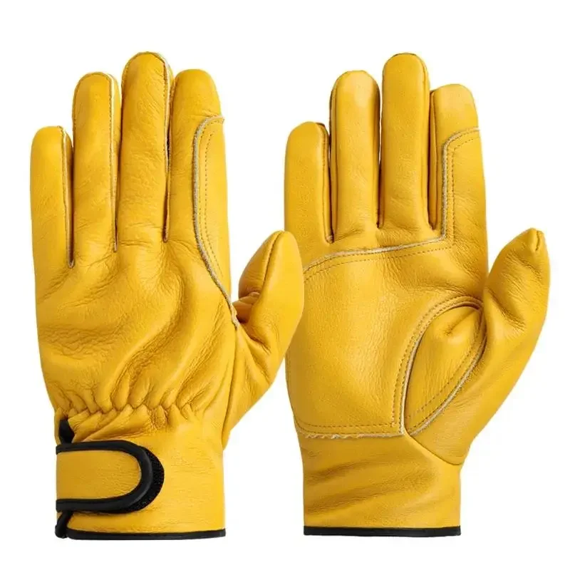 Cowhide Leather Workers Work Welding Safety Protection Garden Sports Motorcycle Driver Wear-resistant Gardening Gloves 5