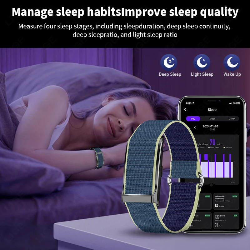 Braccialetto sanitario intelligente, tracker fitness per attività indossabile Modalità multi-sport Monitoraggio automatico continuo per tutto il giorno Dati sanitari - immagine 3