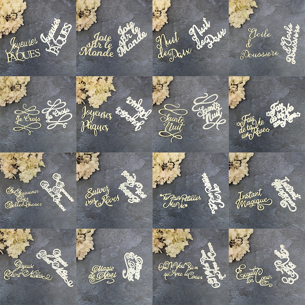 2023 New Francais Phrase Metal Cutting Dies for DIY Scrapbook French Letter Word Knife Mould Blade