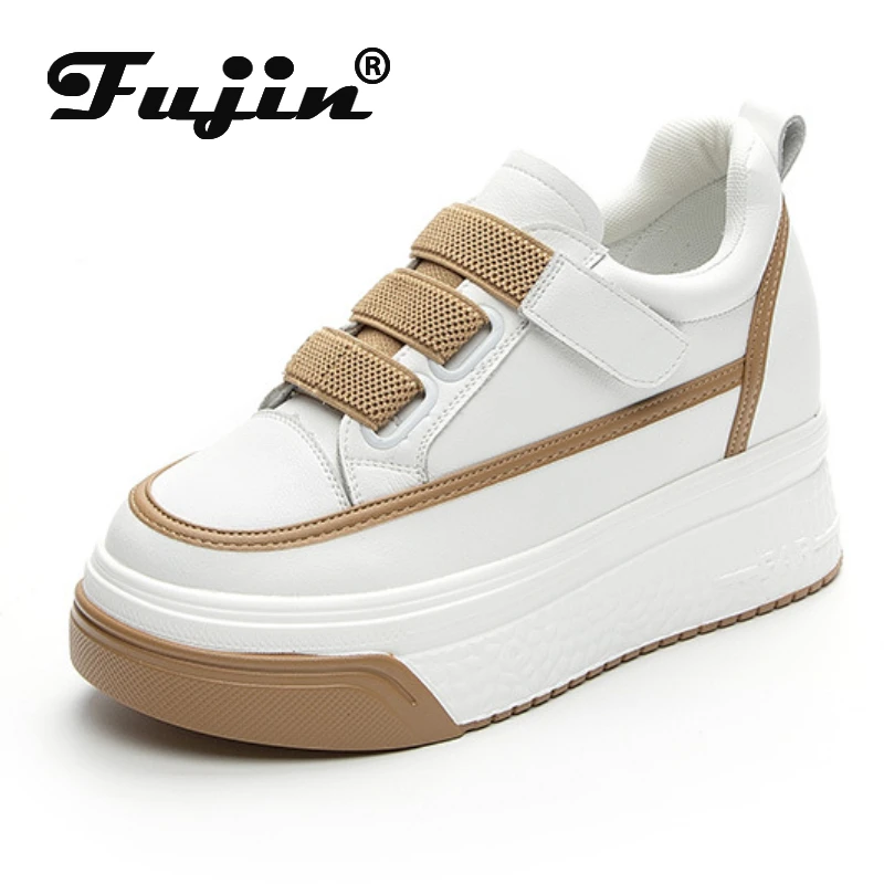 Fujin 7cm New Platform Wedge Genuine Leather Women Casual Spring