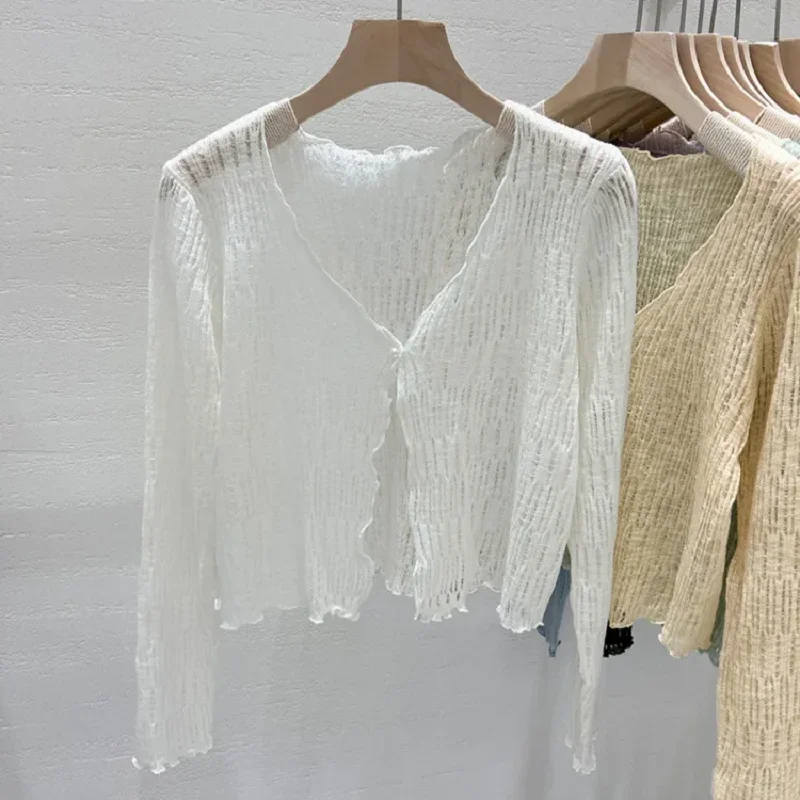 Summer Outwear Sunscreen Cover Up Top Shawl Knitted Cardigan for Women