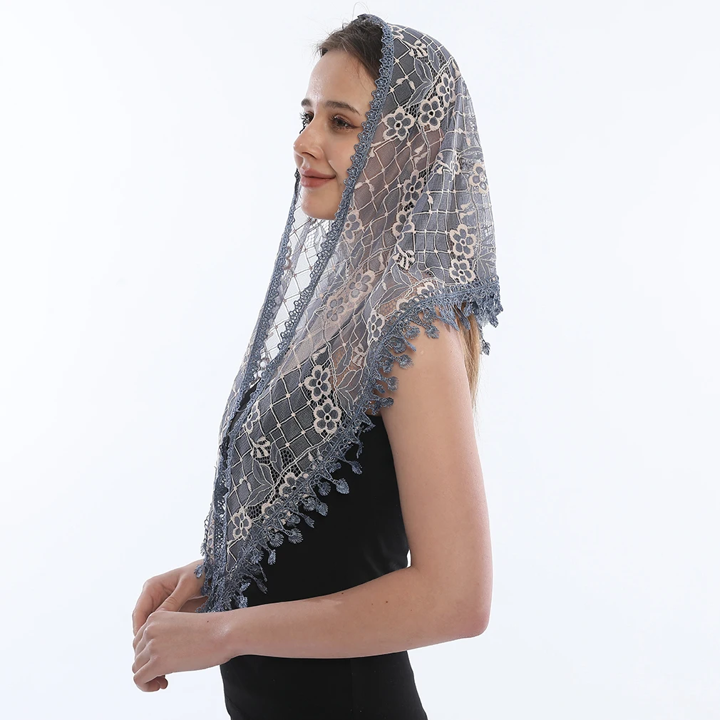 programma lekkage Vorm van het schip Mode geborduurde kanten sluier sjaal vrouwen bloemen hoofddoek moslim hoofd  wikkelt katholieke sluier bandana kerk gebed hoofddoek| | - AliExpress