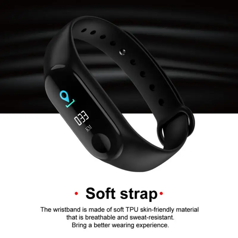 M3 Fitness Bracelet Blood Pressure IPS Screen Oxygen Heart Rate Monitor Smart Bracelet Waterproof Tracker Wristbands 0.96 Inch