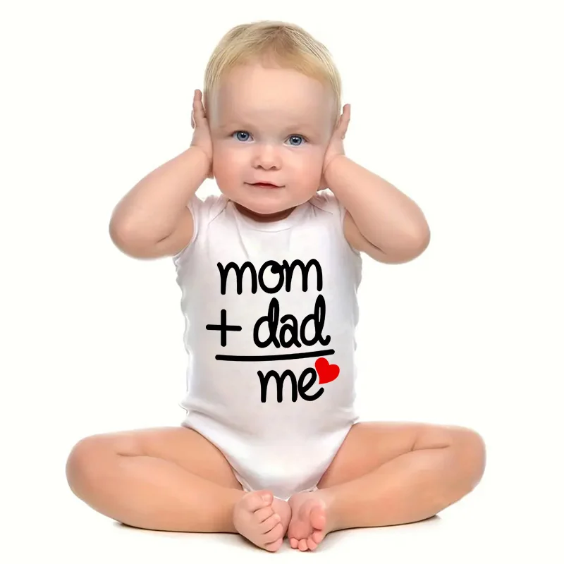 Dad Plus Mom Equals Me Funny Letter Baby Onesies Baby Boys Girls Romper Infant Clothing Newborn Costume Clothes