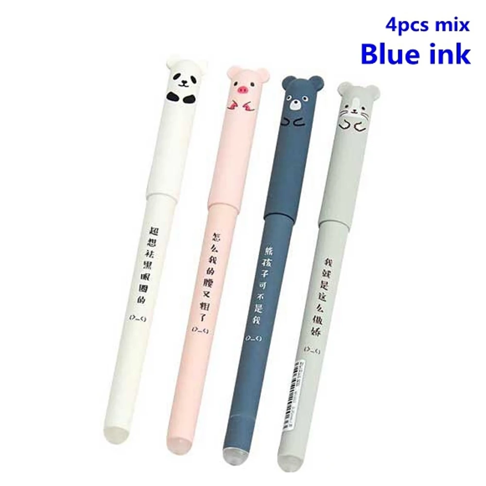 Penna Gel Cancellabile a Forma di Animale, 12 Pezzi Cartoni Animati + 6 Ricariche Blu