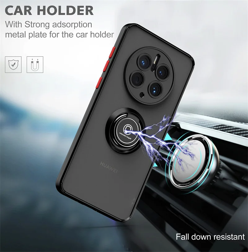 Premium Shockproof Armor Case with Magnet Holder Ring - Matte Finish