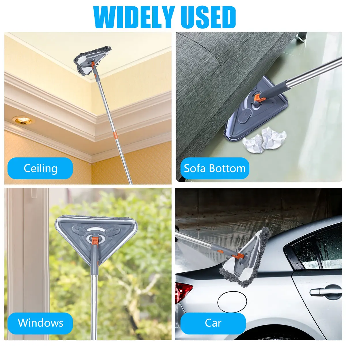 Microfiber Wall Mop with Long Handle for Floor and Window Cleaning