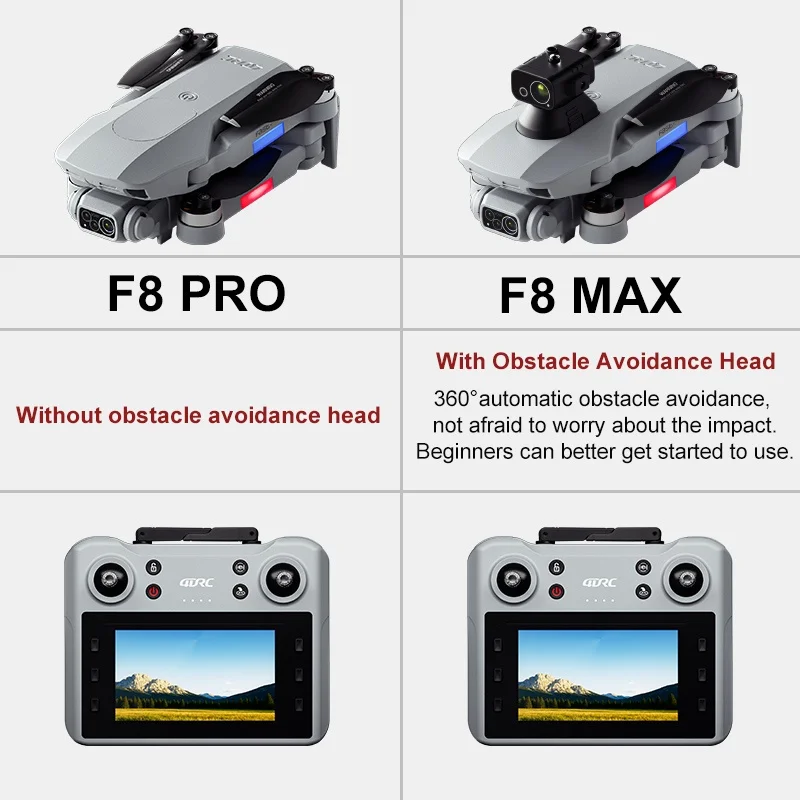 Drone F8 MAX en vol, capturant une vue aérienne avec sa caméra 6K/8K.