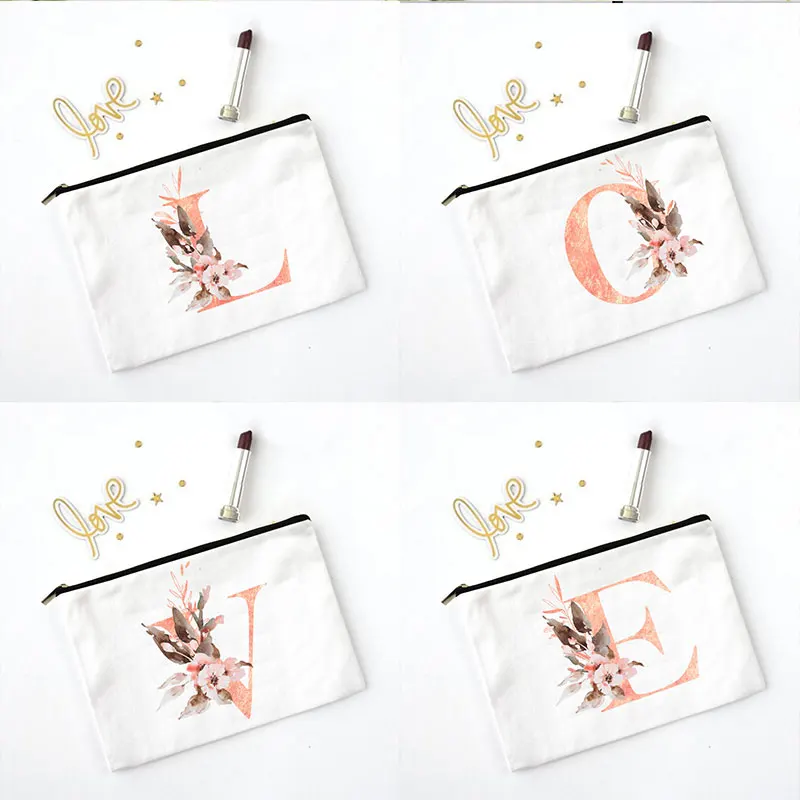 

Letter Print Women Cosmetic Bag Bridesmaid MakeUp Case Beauty Toiletries Organizer Wash Storage Pouch Wedding Party Bride Gifts