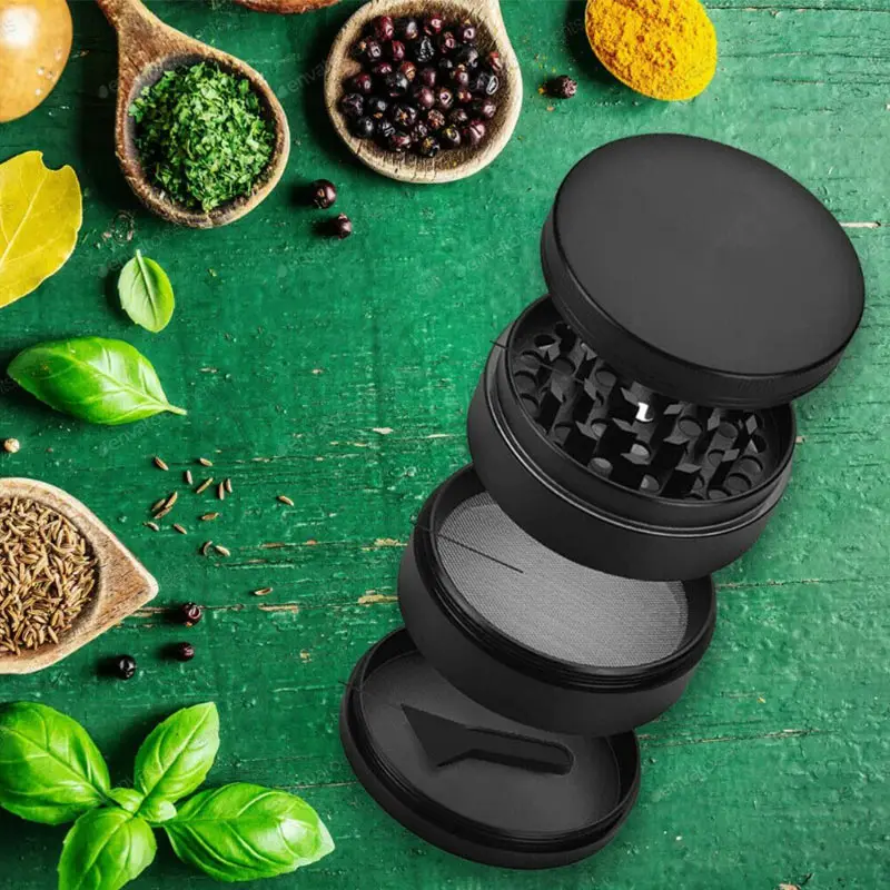 Zinc Alloy Vanilla Grinder 4-layer Manual Magnetic Suction Metal Tobacco Spice Grinder Spice Accessories Kitchen Tools nut spice grinder,herb grinder,herb spice grinder