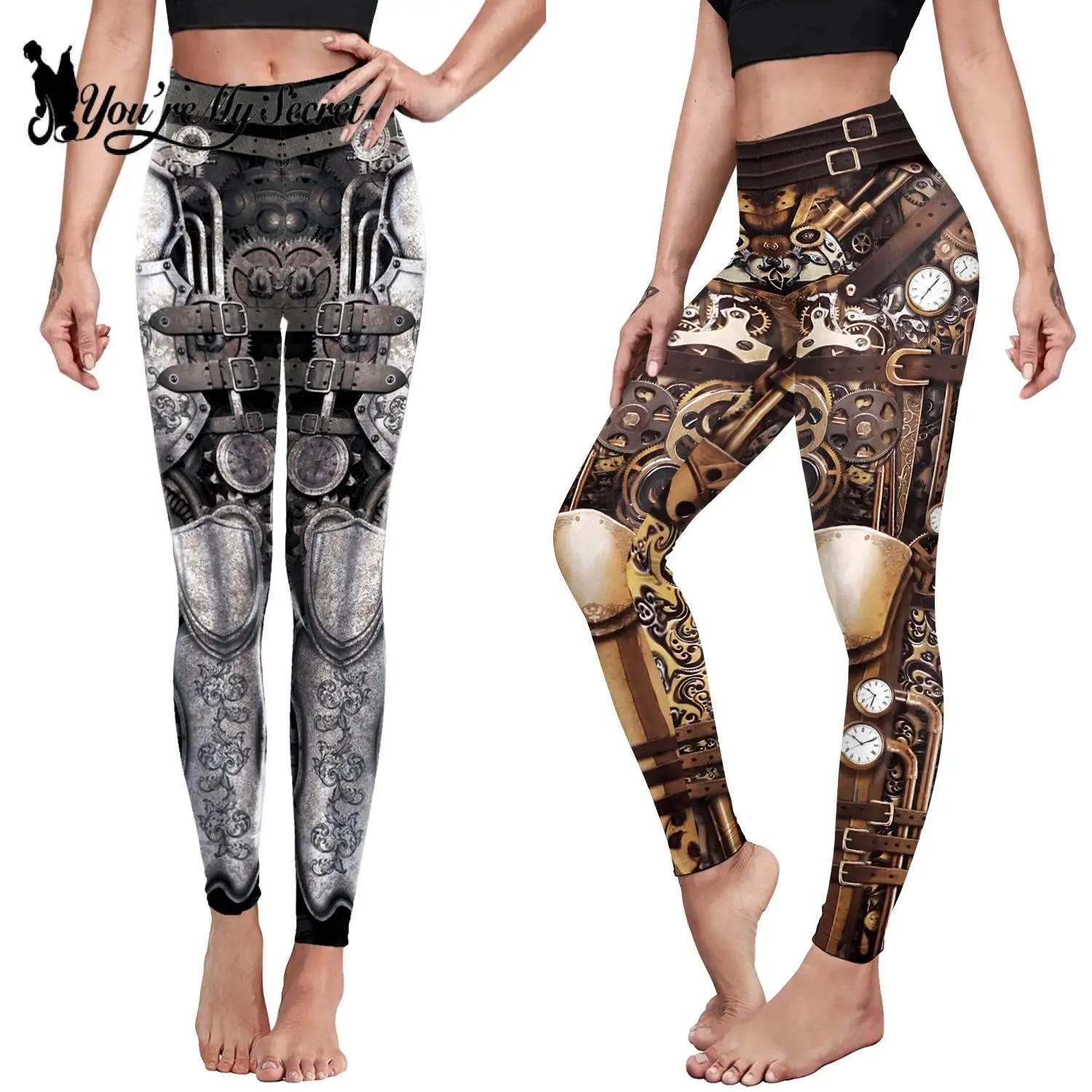 

[You're My Secret] Vintage Mechanical Gear Women Leggings Workout Pants 3D Printed Steampunk Fitness Sexy Leggings Slim Leggins