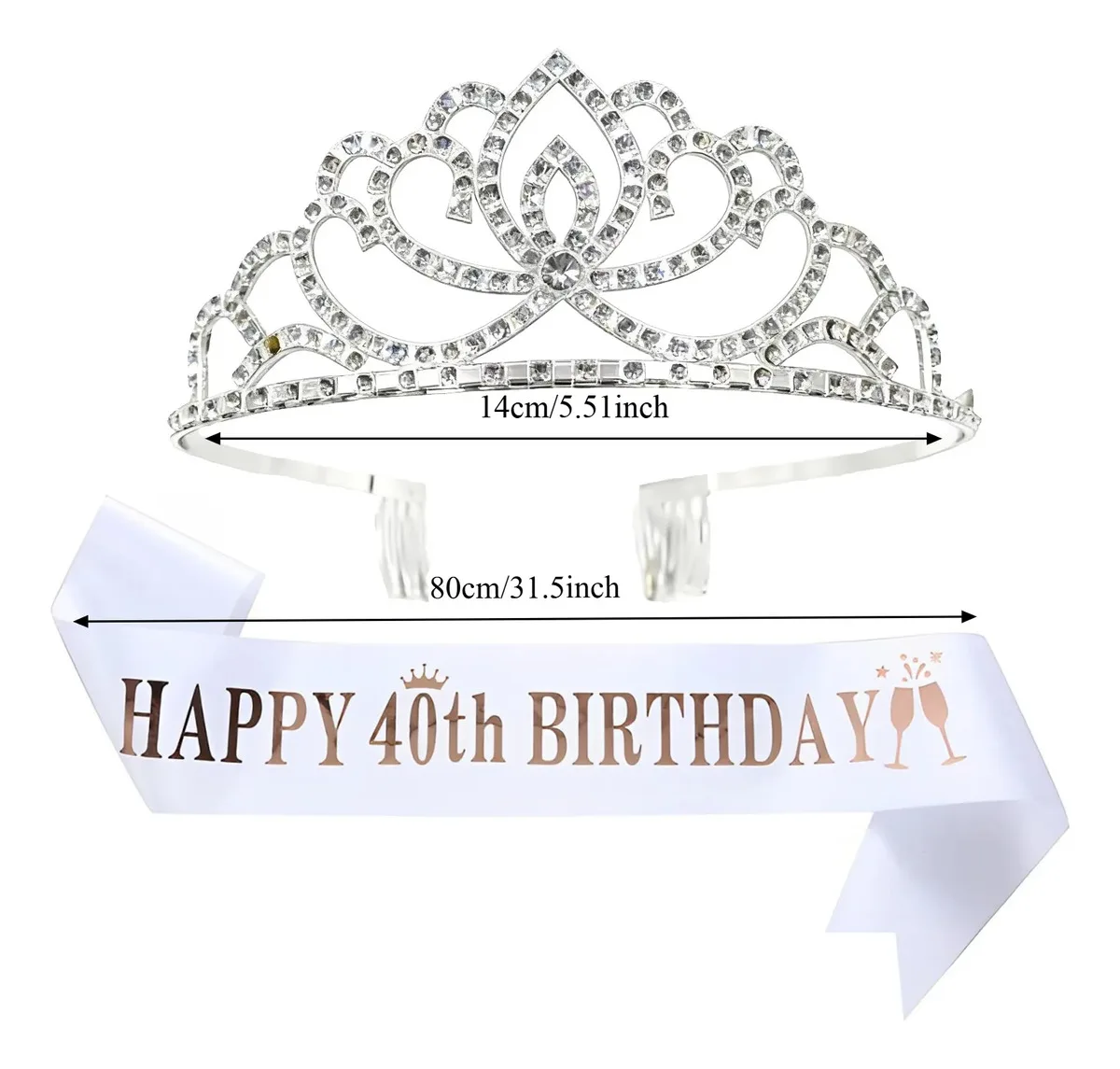 40번째 생일 파티 화이트 새시 크라운 액세서리