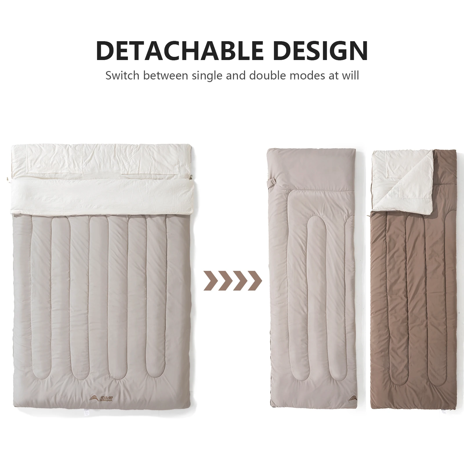 2 Person Camping Sleeping Bag Portable Detachable Sleeping Bag for Travel Outdoor Hiking BSWolf sleeping bag