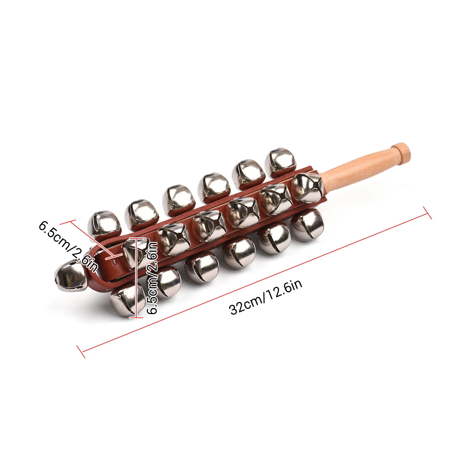 Hand Jingle Bells Hand Sleigh Bells Wooden Shaker Jingle Bells Stick Musical Percussion Instrument Bells for Home Decoration