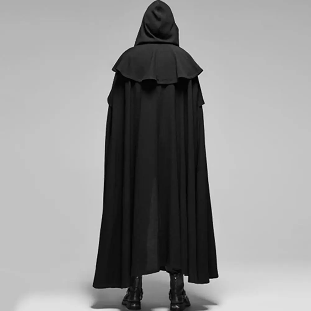 Medieval Jacket Masquerade Party Witch Costume Gothic Steampunk Men's Tail Coat for Halloween Unisex Cloak Hooded