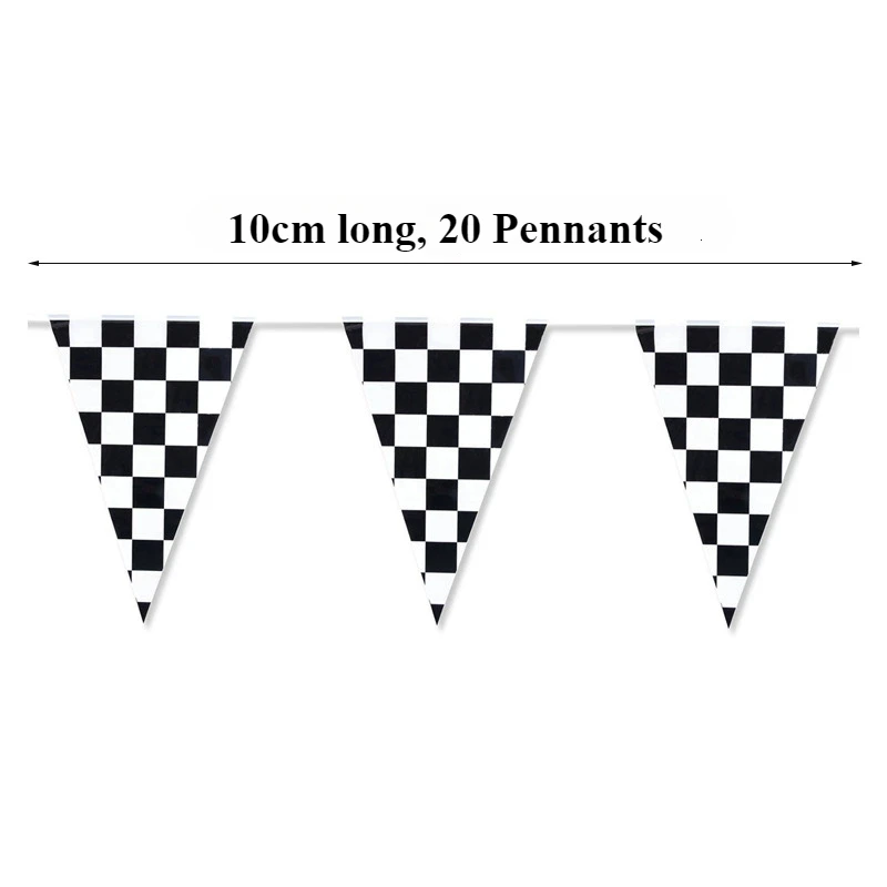 10m Longer Black and White Checkered Flag Theme Party Supplies Race Car Birthday Banner Decoration Birthday Decoration