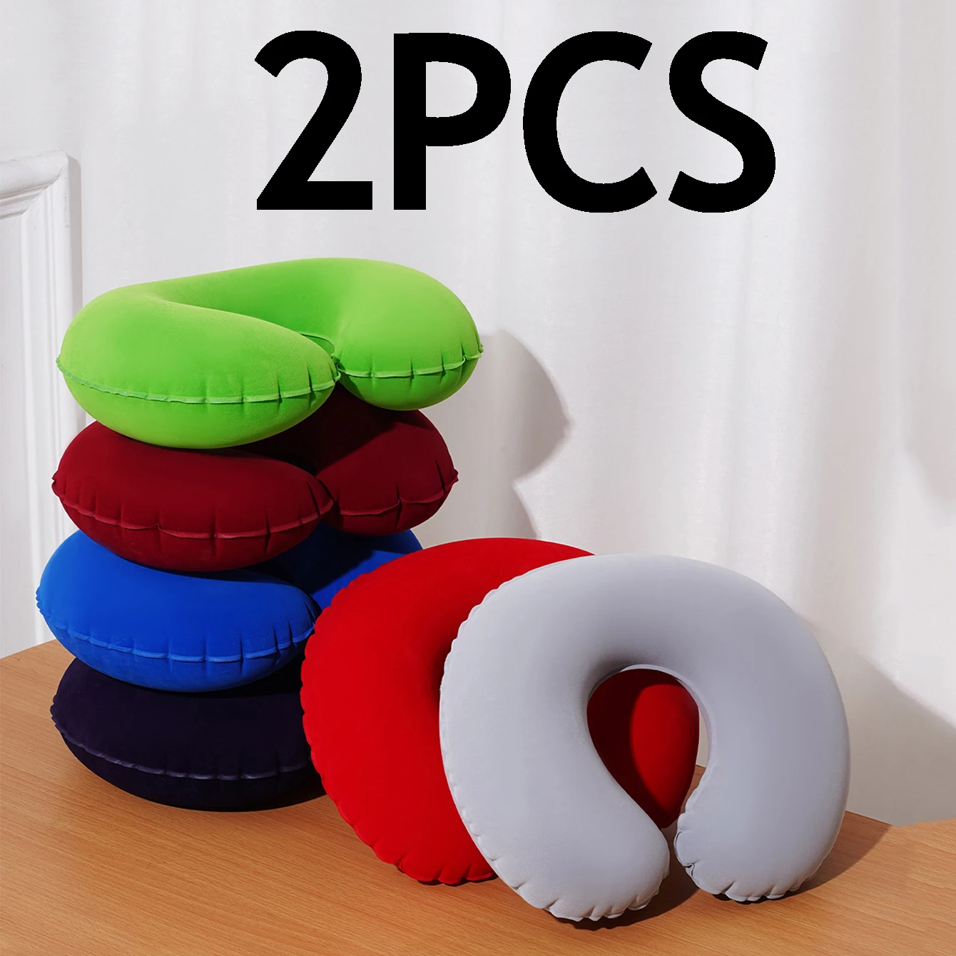 Inflatable U-shaped Pillow 2Pcs/Pack Portable Folding for Travel