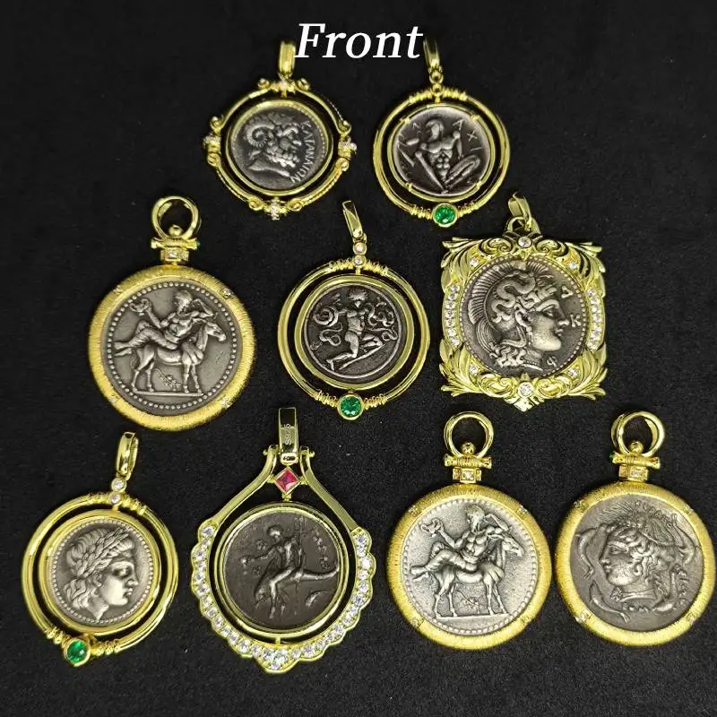 Vintage Coin Necklace Sterling Silver Material Pendant Not Include Chain Collar Excellent Quality