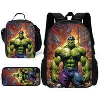 Child School Cartoon Hulks Backpack with Lunch Bags ,Pencil Bags ,School Bags for Boys Girls Best Gift