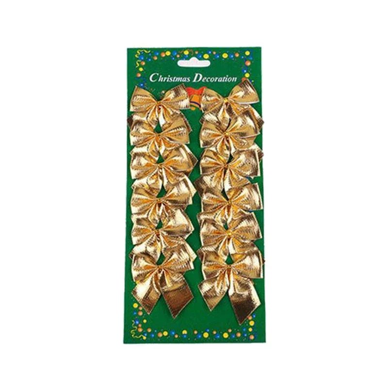 thumbnail image 1 of 12pc Christmas Tree Bows Xmas Ornaments Christmas Decorations for Home Merry Christmas Tree Decoration Gift Pendant Navidad 2021, 1 of 5