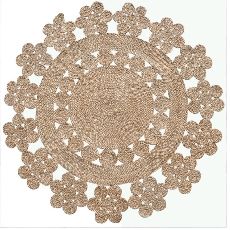 

Rug Round Natural Jute Handmade Reversible Area Carpet Rug Outdoor Modern Rugs